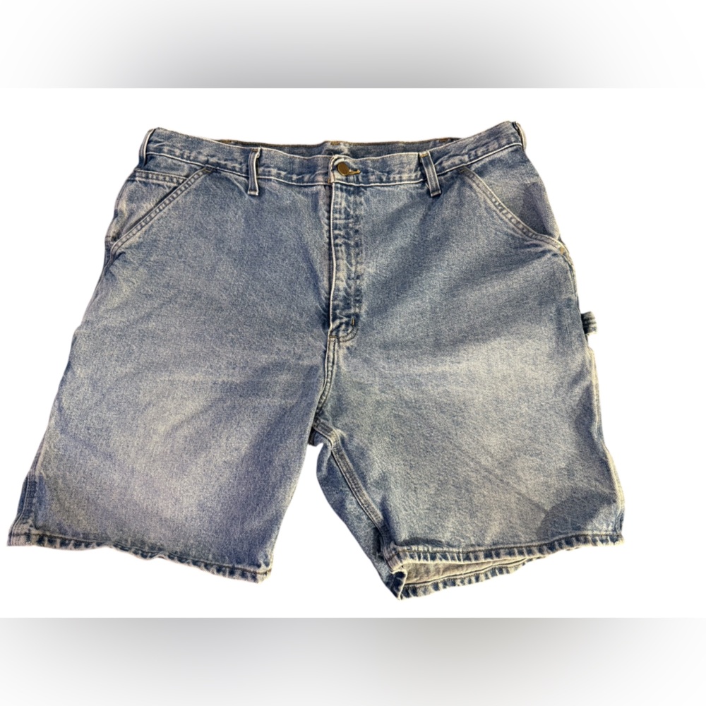 Carhartt Jean Shorts Mens 40 B29 STW Blue Denim Carpenter Jorts Work Wear Pocket